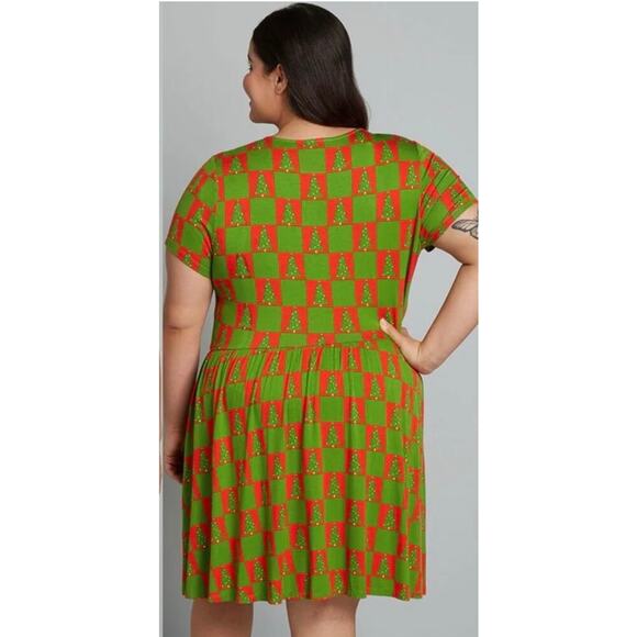 Modcloth Checked Christmas Tree Dress 1X NWT - Picture 2 of 5